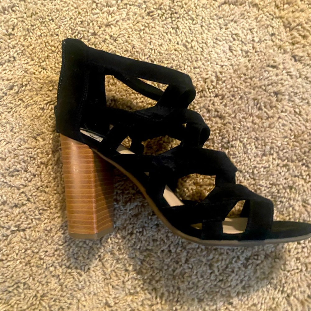 Black strap heels